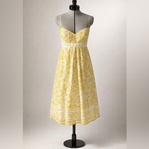 Shoshanna Silk Empire Waist Floral midi, Yellow Floral, 0, like new